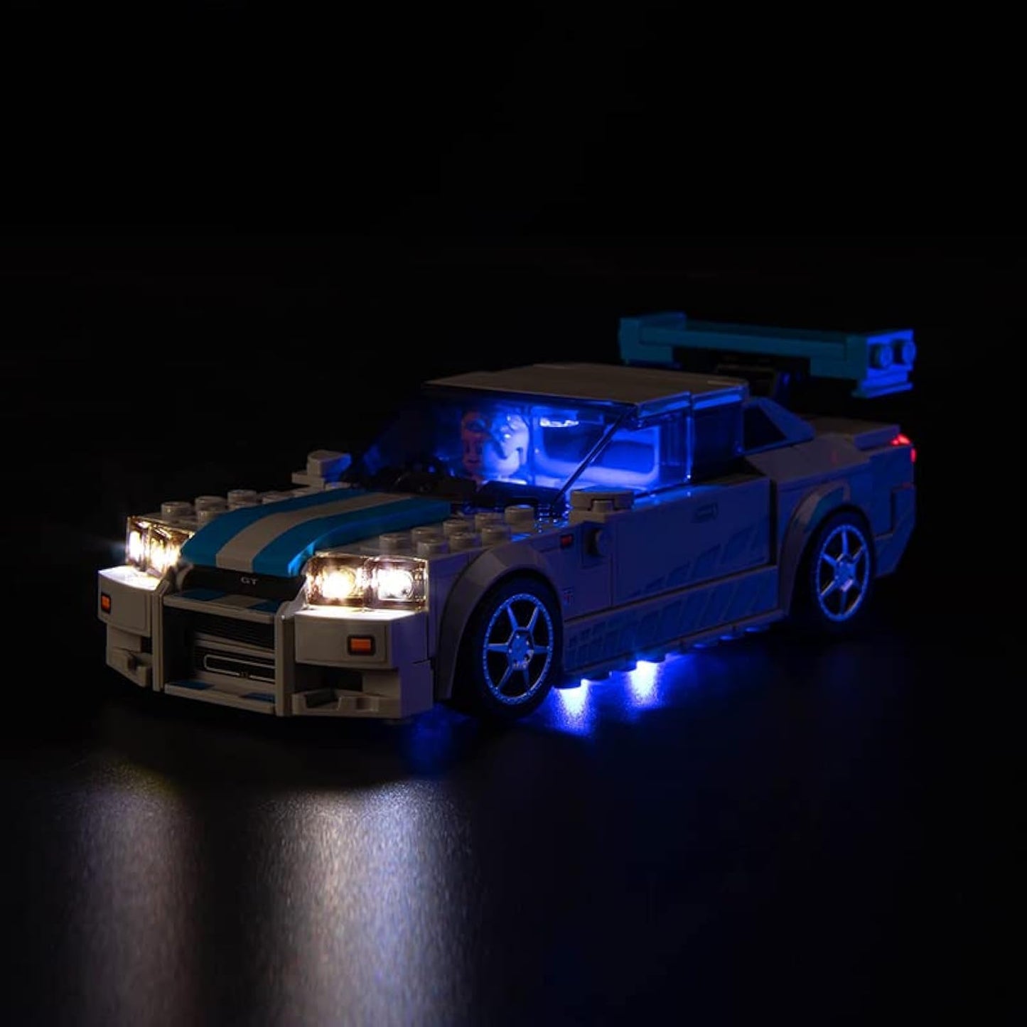 BrickBling LED Light Kit Compatible with Lego Speed Champions Fast & Furious Nissan Skyline GT-R (R34) Toy Car Building Set Blue Underglow Lights Compatible with Lego 76917 (No Model)